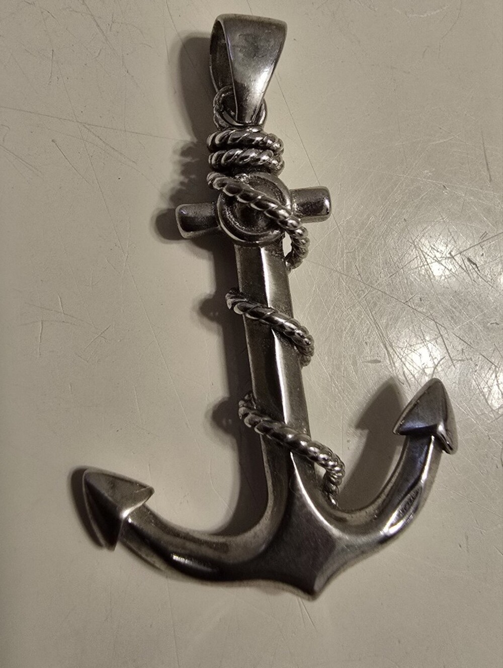 Silver Anchor Pendant Necklace - Men Accessories
